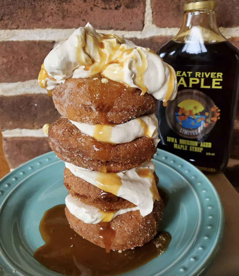 Apple Cider Donuts with Maple Whipped Cream Great River Maple
