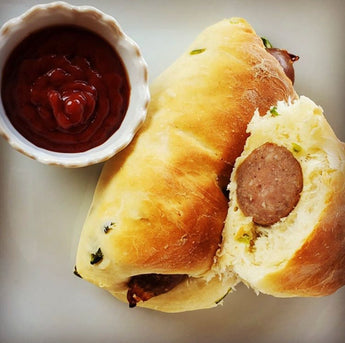 Maple Brats Wrapped in Jalapeno Bread
