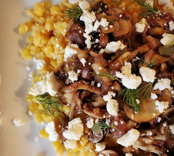 Maple Glazed Mushrooms and Lentils